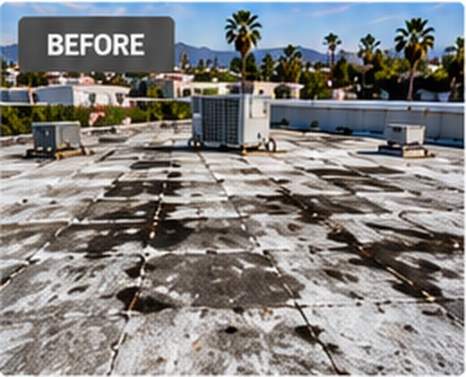 Weathered Gardena flat roof before coating
