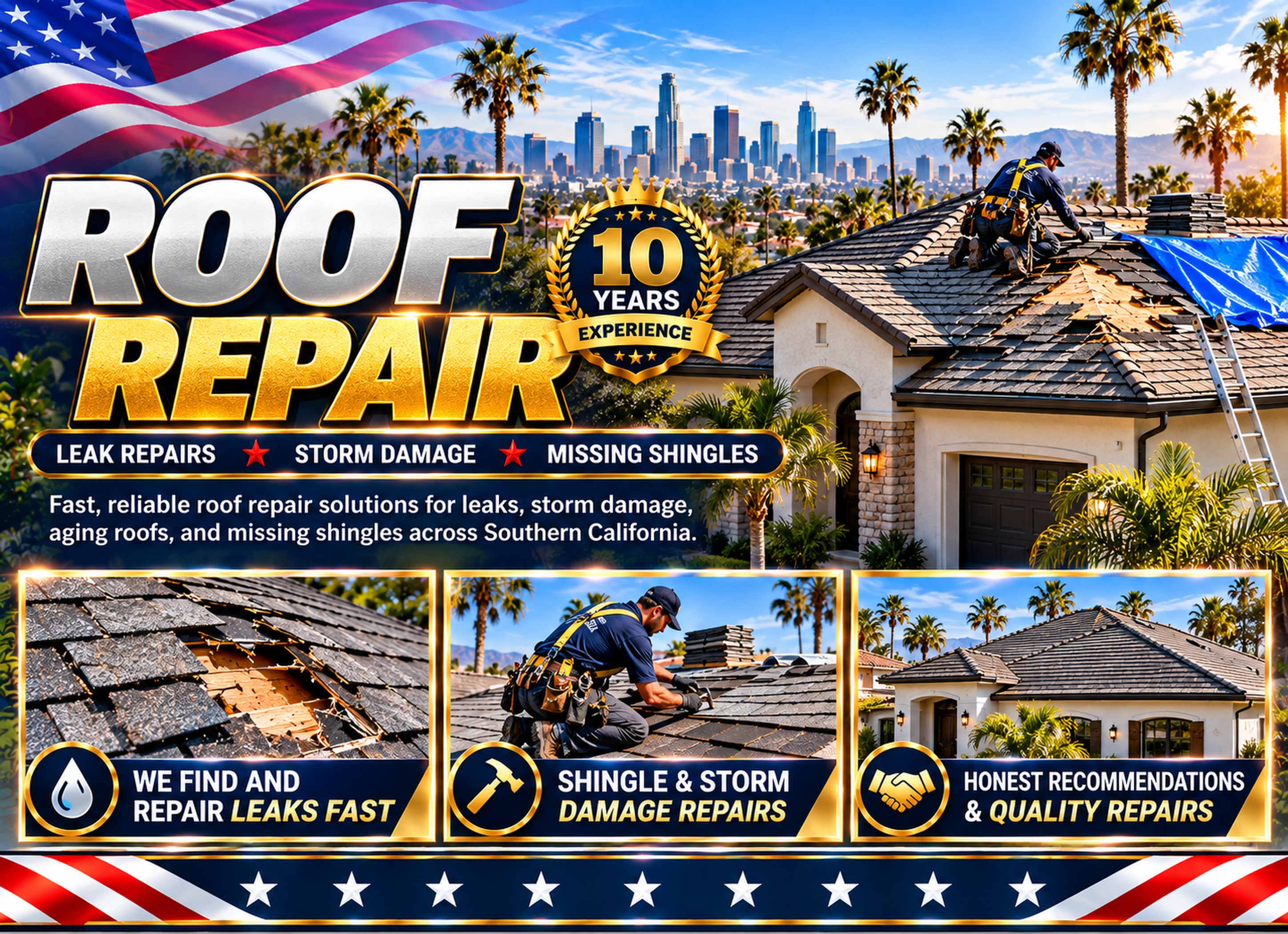 Roof repair in Fallbrook &mdash; leak repairs, storm damage and missing shingles
