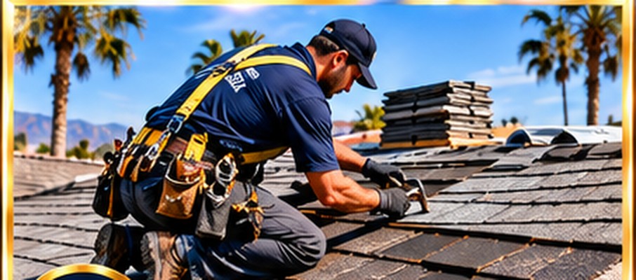 Roofer replacing storm-damaged shingles in Fallbrook &mdash; roof repair Fallbrook