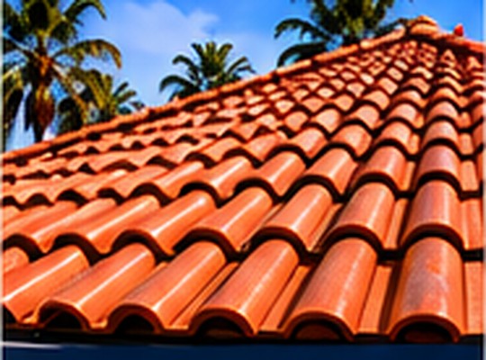 Clay tile roof in Los Angeles with the San Gabriel Mountains behind &mdash; Tile Roofing Los Angeles