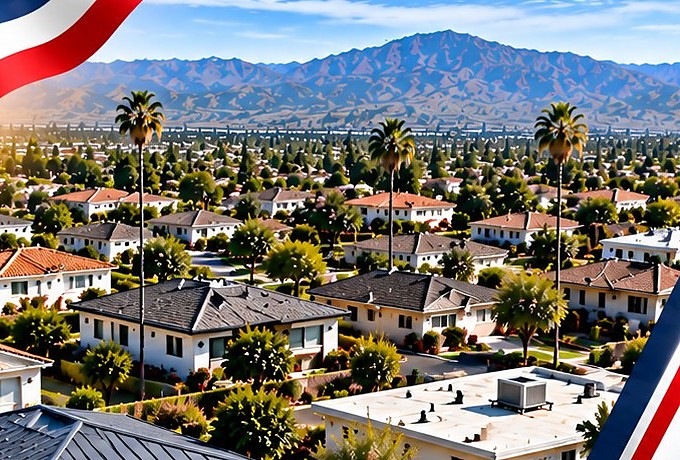 Los Angeles homes with red tile roofs below the Verdugo Mountains &mdash; Tile Roofing Los Angeles