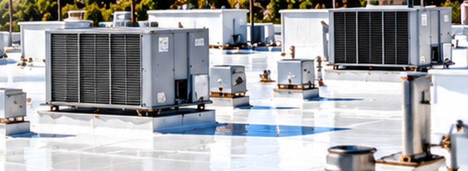 White TPO roof with rooftop HVAC units in Los Angeles &mdash; TPO Roofing Los Angeles